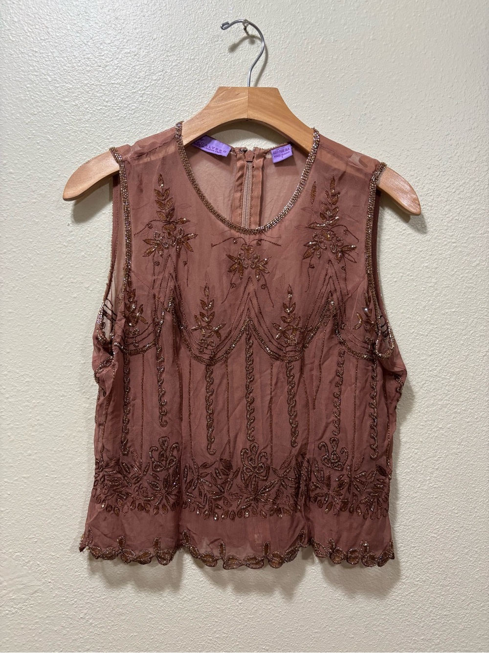 Calypso Christiane Celle pure silk beaded sleeveless top,